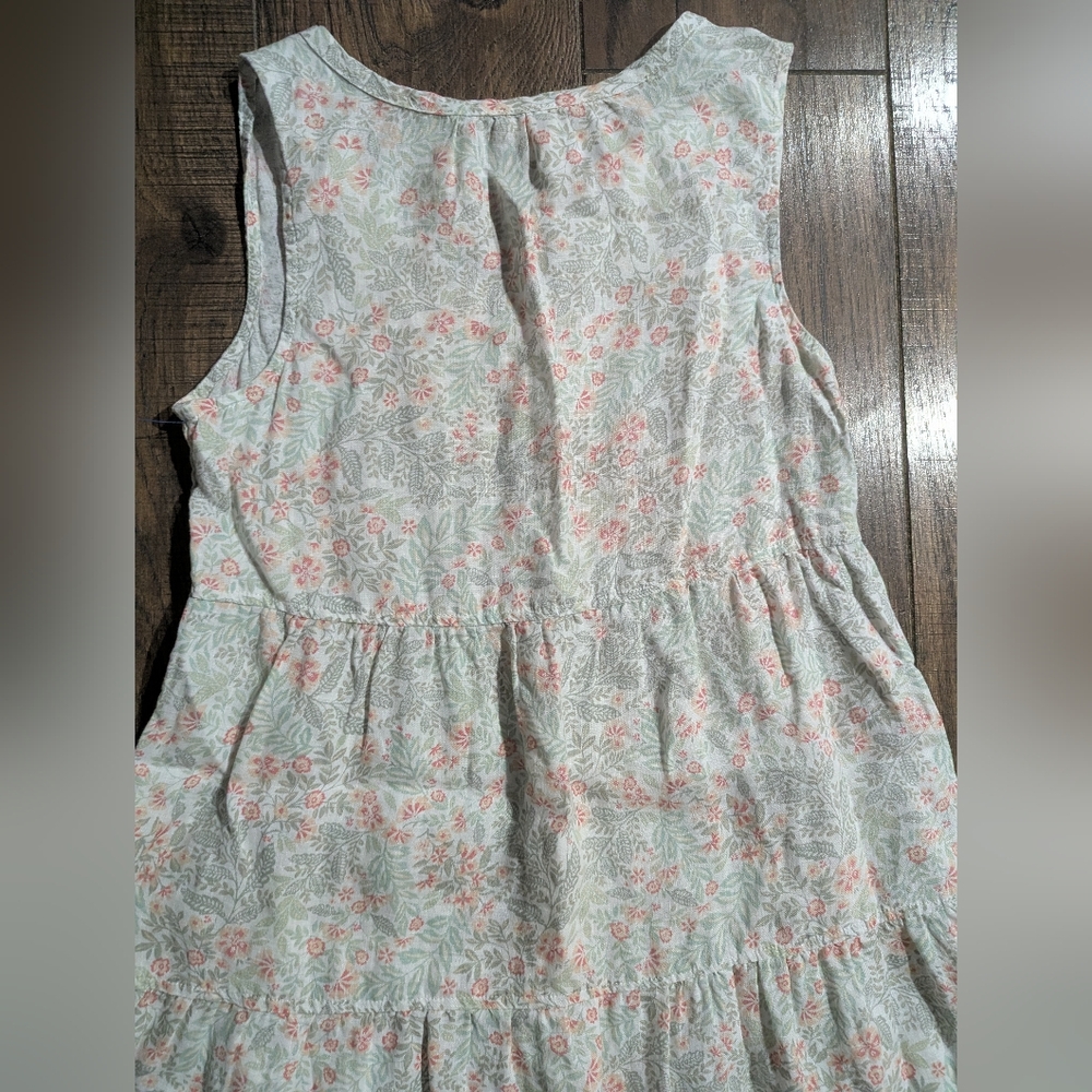 Joie Women's 100% Linen Tiered Summer Dress Size XS Soft Peach & Green On Cream - Picture 11 of 14